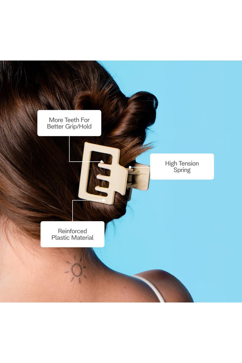 Square Double Teeth Claw Clip, Alternate, color, Beige