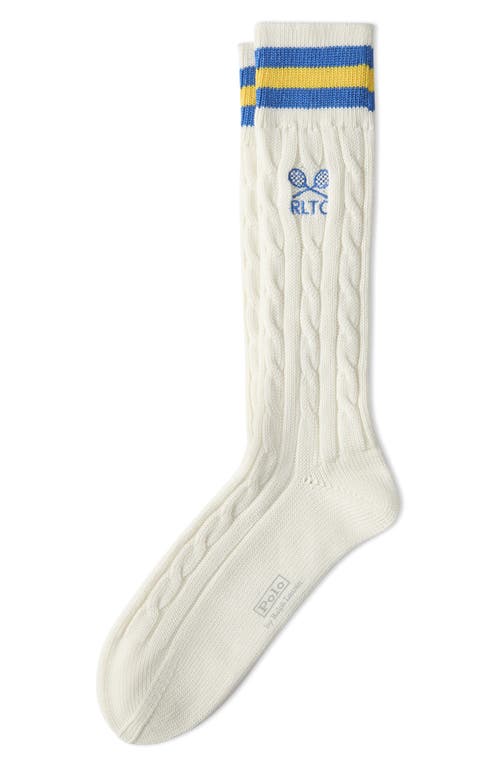 Polo Ralph Lauren Cricket Tennis Racquet Cable Socks In White
