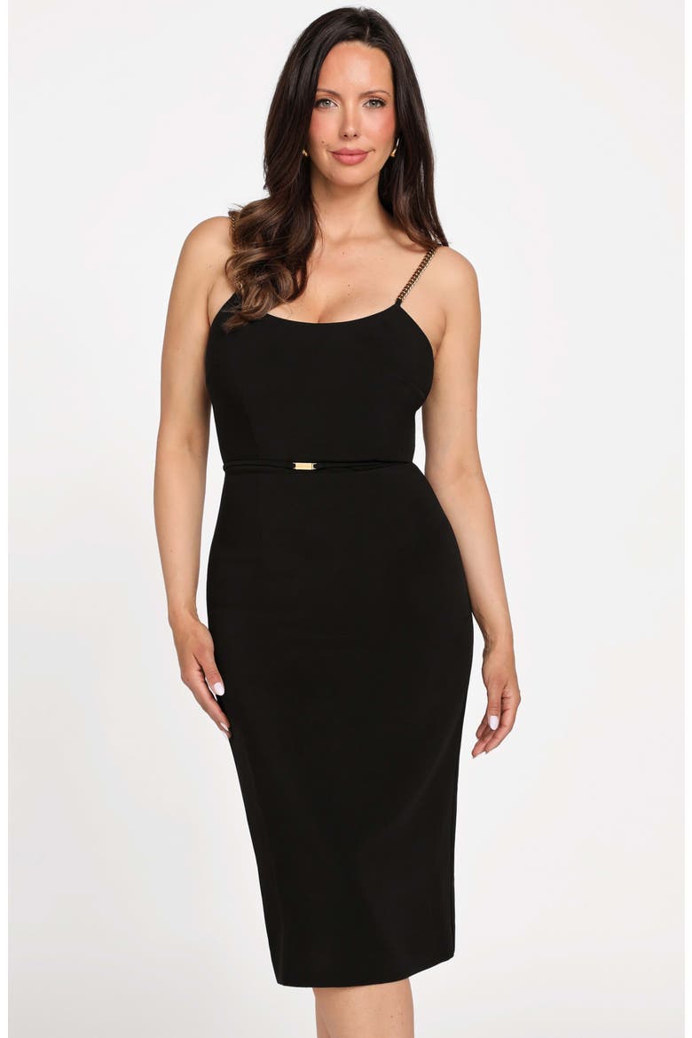 Ella Chain Link Strap Dress, Alternate, color, JET BLACK