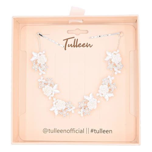 Tulleen Rhinestone Floral Garland Hair Vine In Silver
