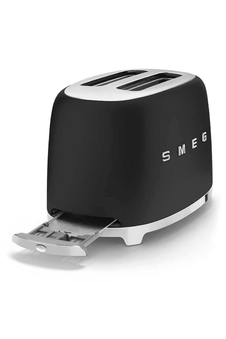 50s Retro Style Two-Slice Toaster, Alternate, color, MATTE BLACK