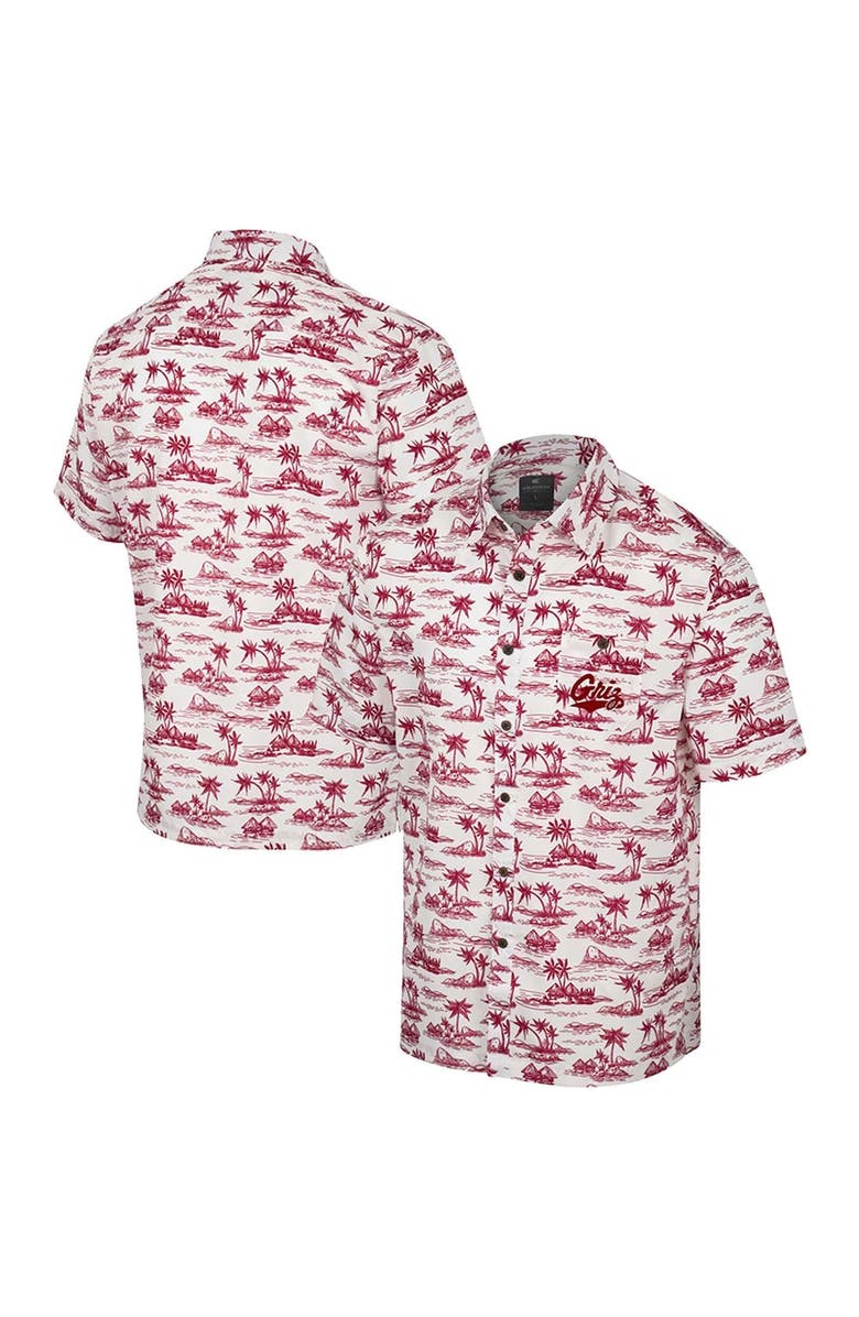 COLOSSEUM Men's Colosseum White Montana Grizzlies Spontaneous is Romantic Camp Button-Up Shirt, Main, color,