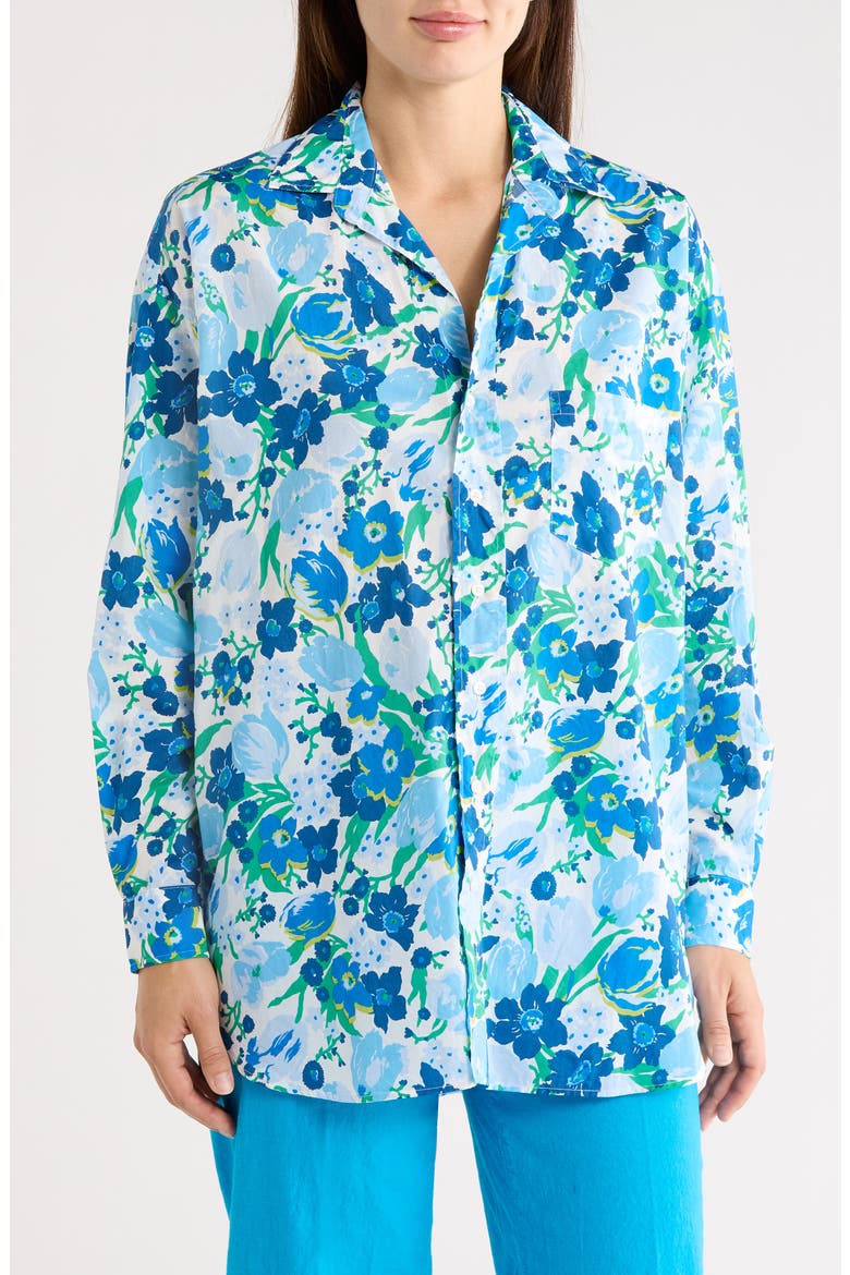 Relaxed Fit Floral Cotton Button-Up Shirt, Main, color, MULTI BLUE WHITE FLORAL