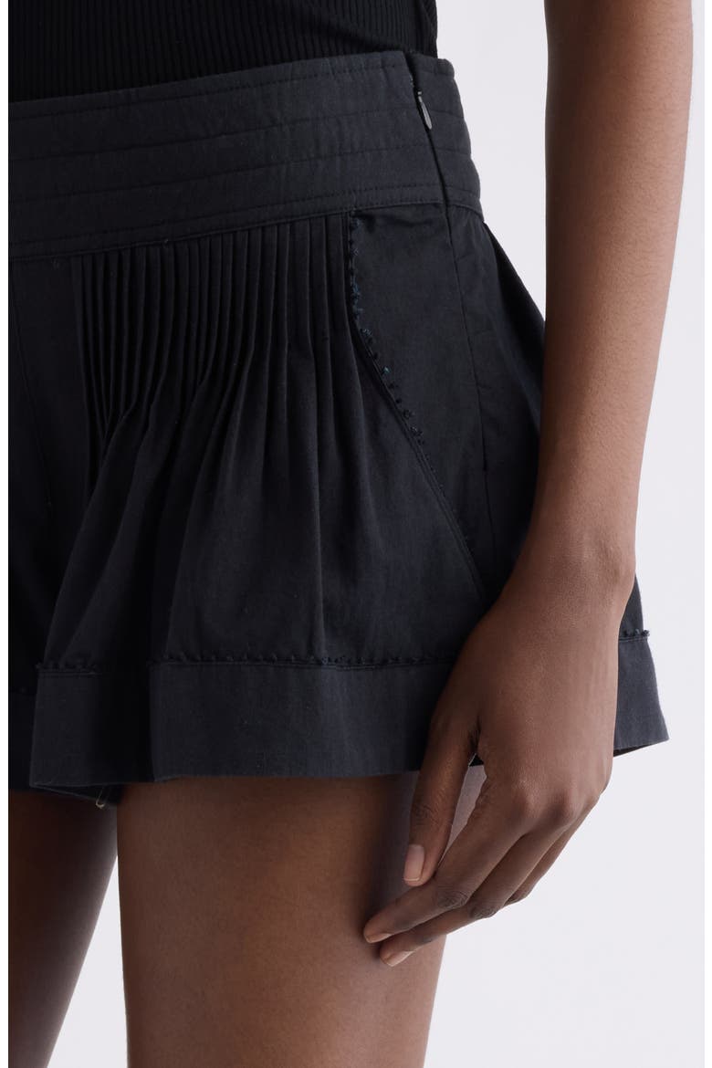 Cybila Cotton Pintuck Shorts, Alternate, color, BLACK
