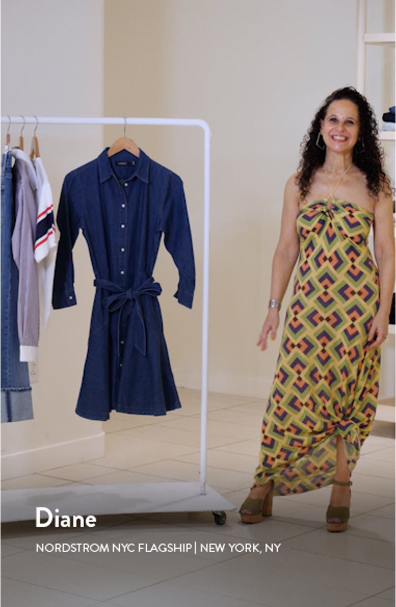 Long Sleeve Belted Denim Shirtdress, sales video thumbnail