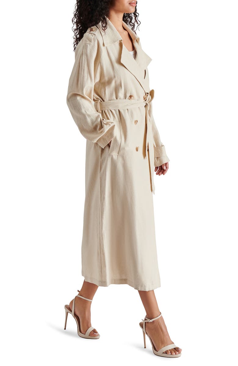 Steve Madden Lennox Linen Blend Trench Coat, Alternate, color,