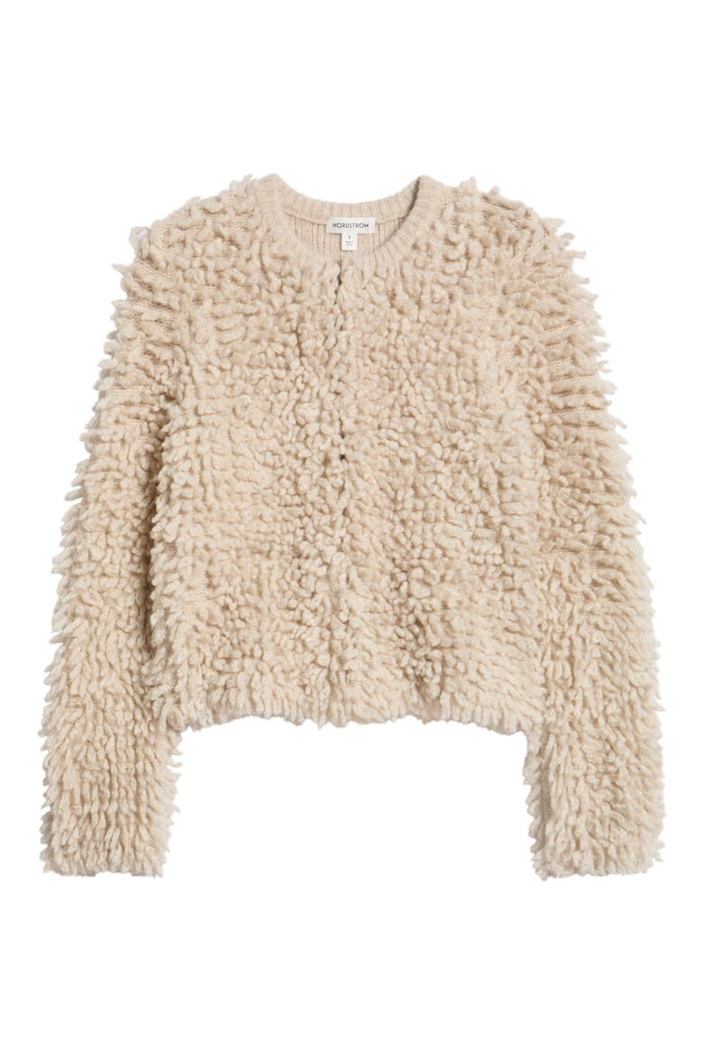Fringe Bomber Sweater, Alternate, color, BEIGE OATMEAL