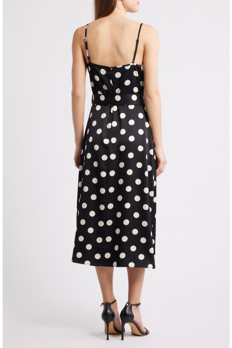 Dot Belted Sleeveless Midi Dress, Alternate, color, POLKA DOT
