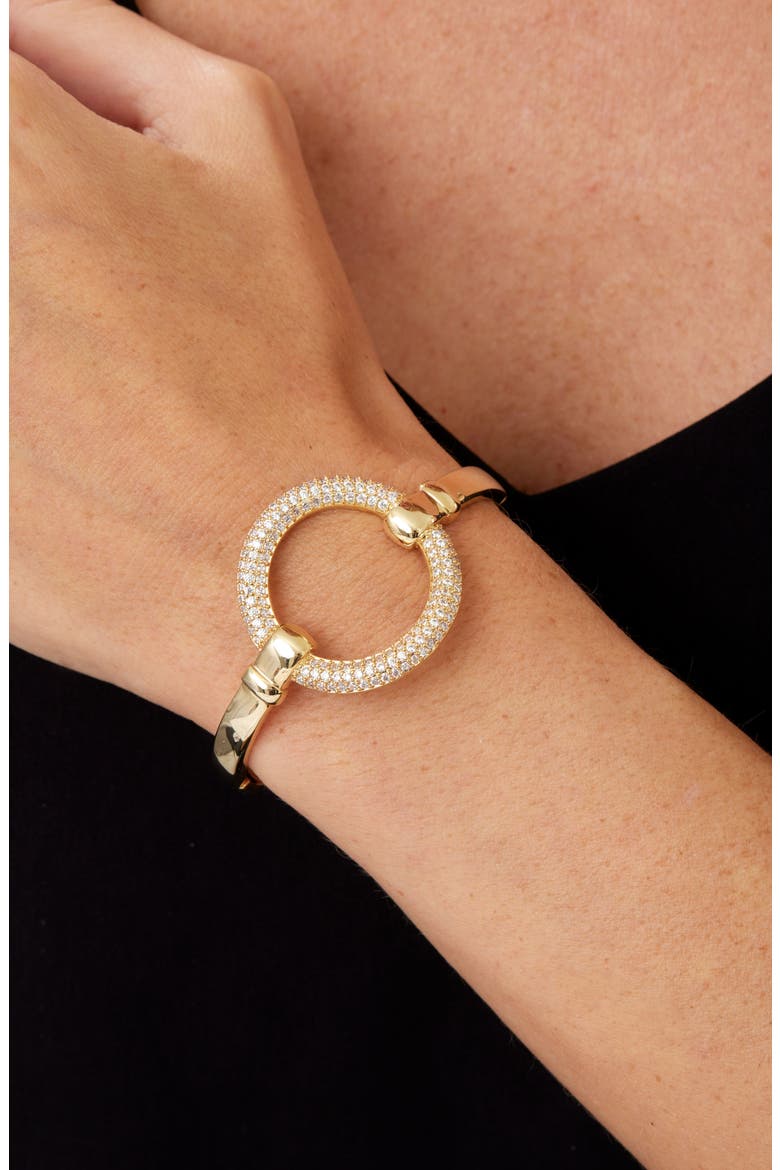 Pavé Circle Hinge Bangle, Alternate, color, YELLOW