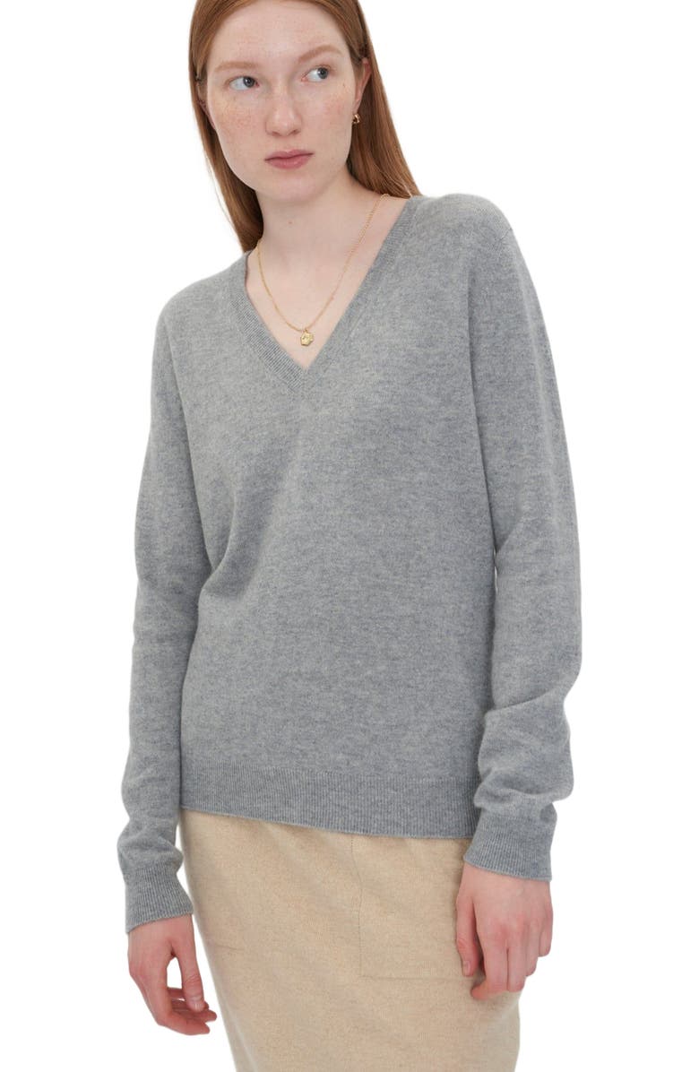 GOBI Mongolian Cashmere Essential Cashmere V-Neck Sweater, Alternate, color, Vapor Blue