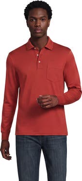 Lands' End Long Sleeve Cotton Supima Polo Shirt With Pocket
