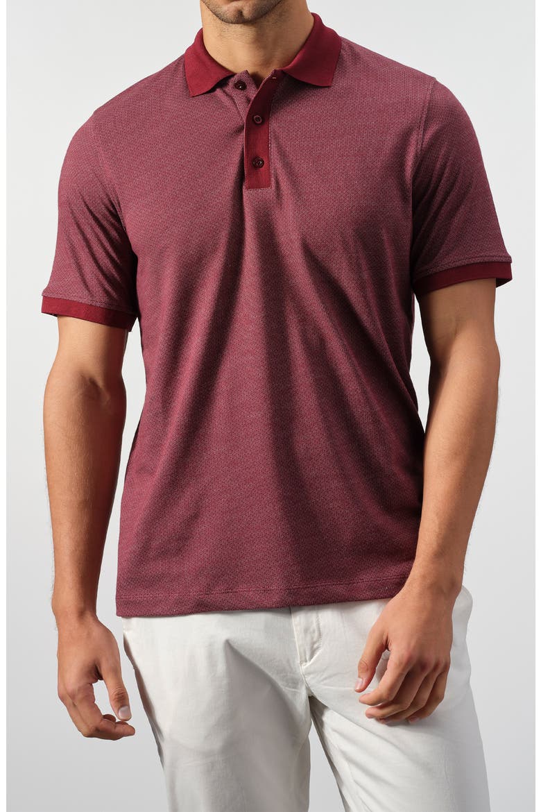 Cotton Jacquard Knit Polo, Main, color, BURGUNDY