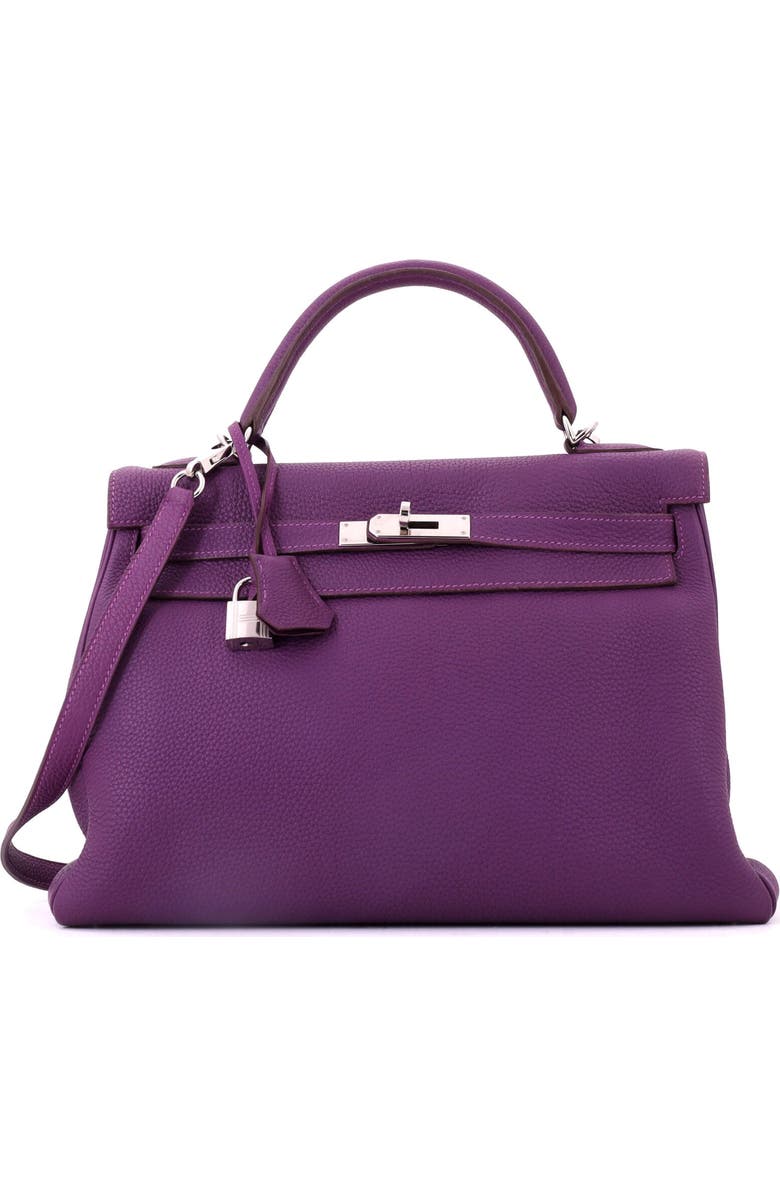 Pre-Owned Hermes Kelly Handbag Purple Togo with Palladium Hardware 32, Main, color, Anemone