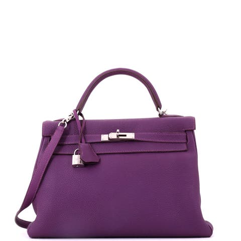 Kelly Handbag Purple Togo with Palladium Hardware 32