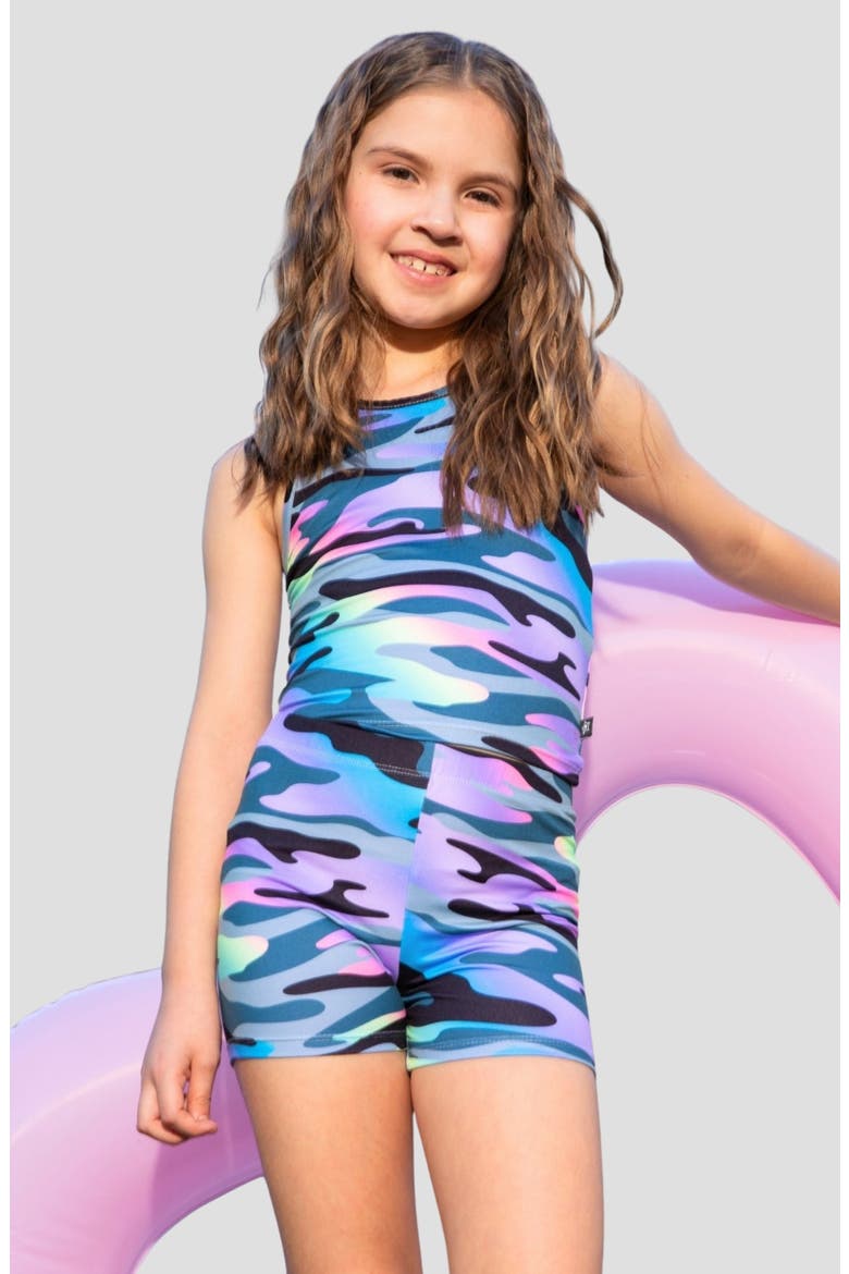 Kids' Cropped Tank & Shorts Set, Alternate, color, RAINBOW CAMO