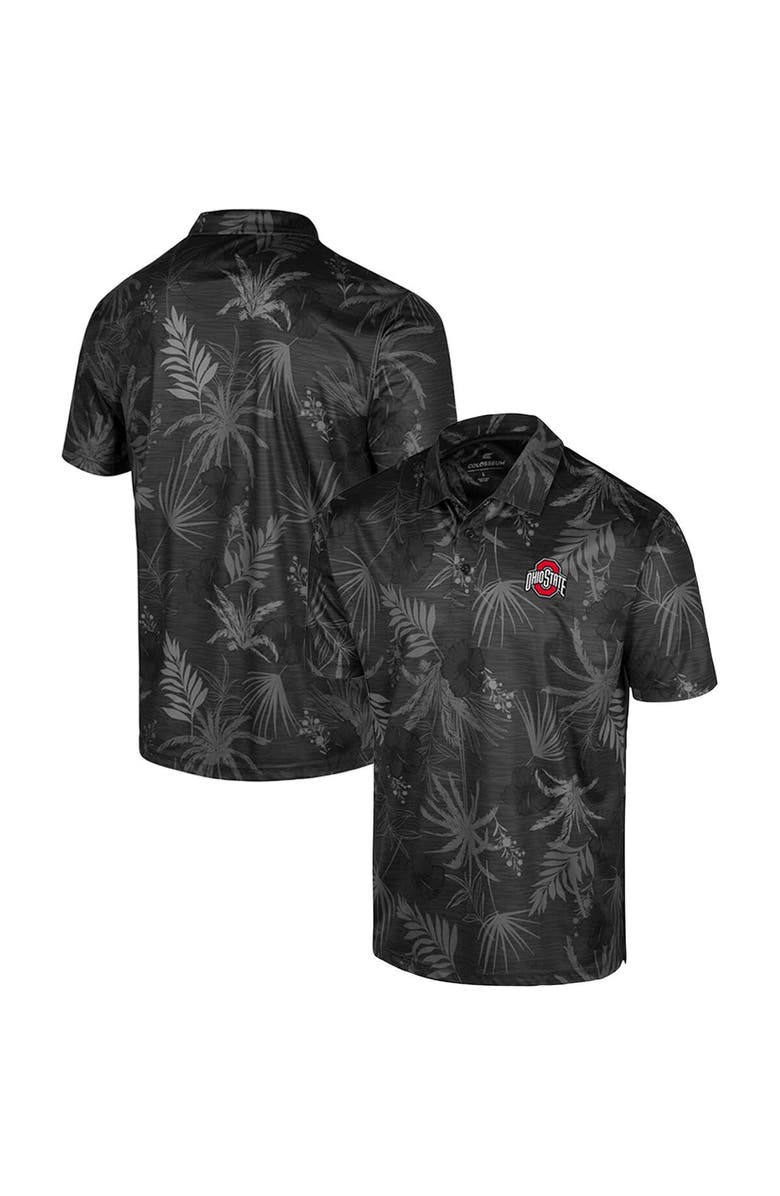COLOSSEUM Men's Colosseum Black Ohio State Buckeyes Big & Tall Palms Polo, Alternate, color, 