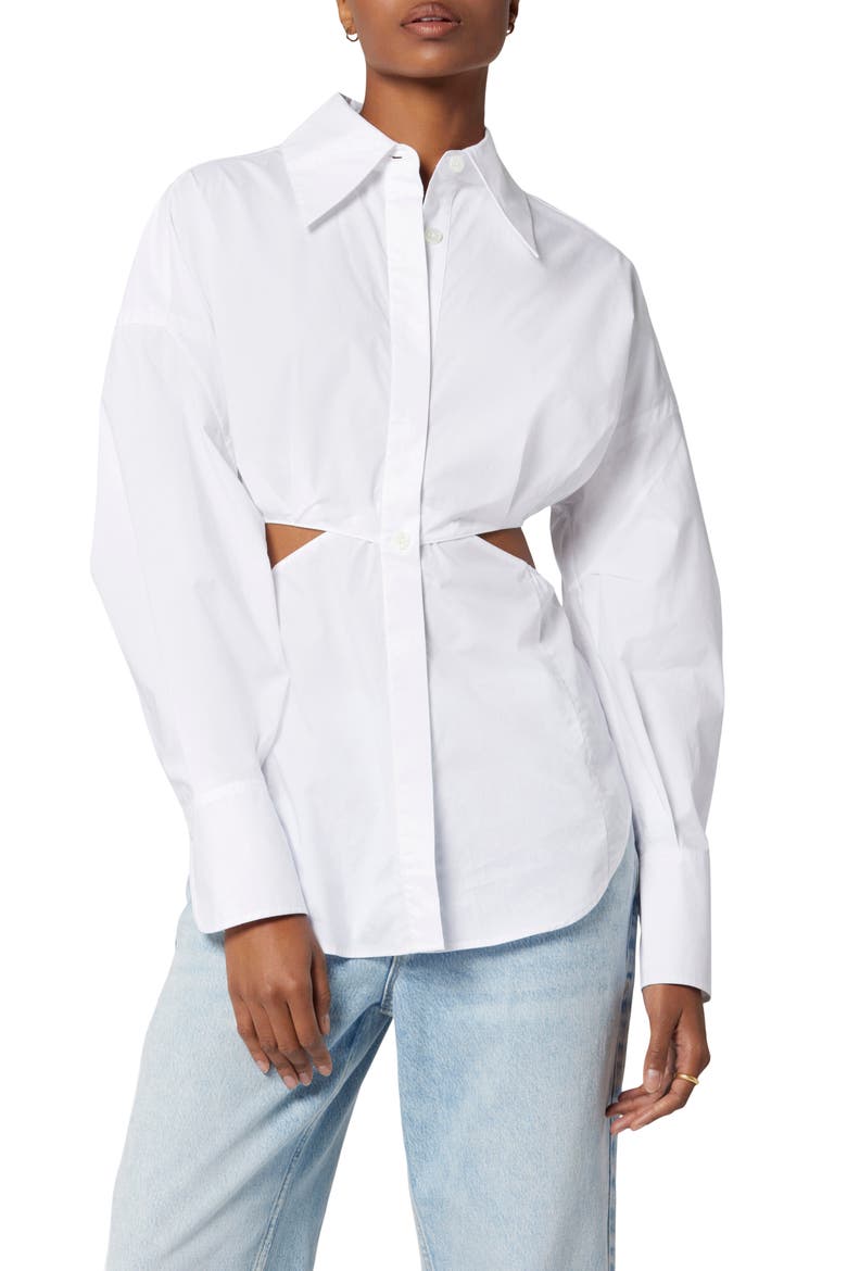 Alya Cutout Button-Up Shirt, Main, color, BRIGHT WHITE