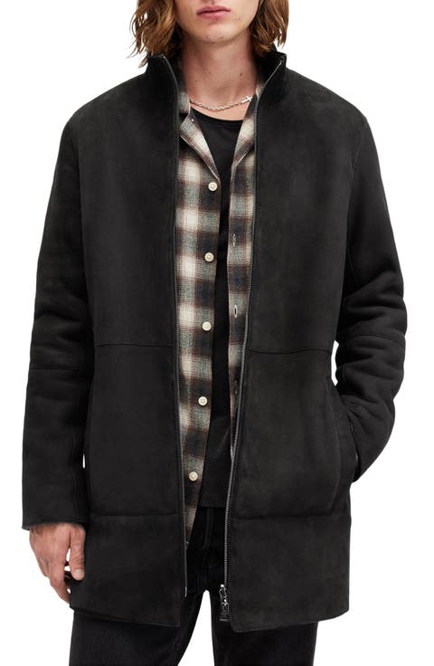 Stride Funnel Neck Genuine Shearling Coat