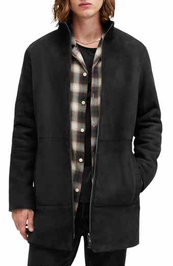 AllSaints Stride Funnel Neck Genuine Shearling Coat