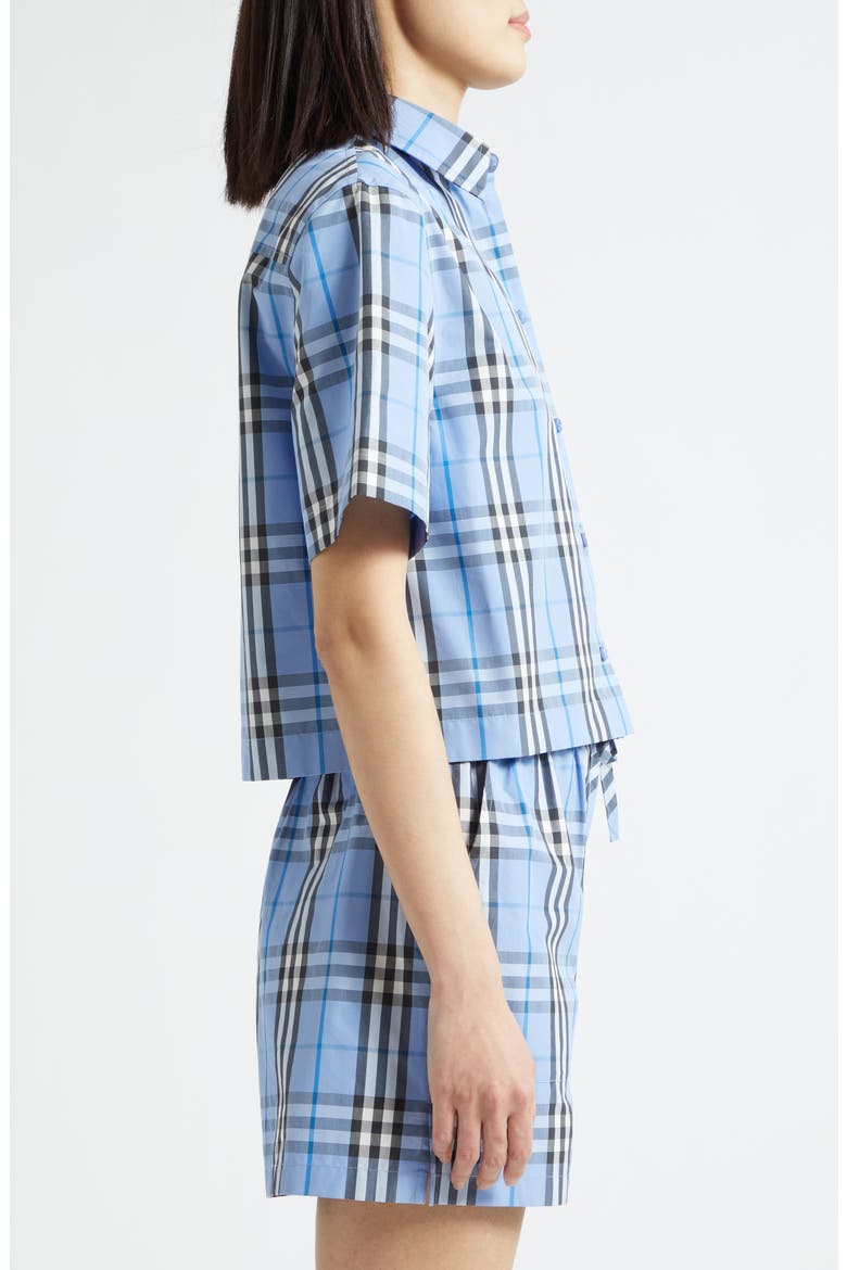 Abby Check Short Sleeve Button-Up Shirt, Alternate, color, CORNFLOWER BLUE CHECKERED
