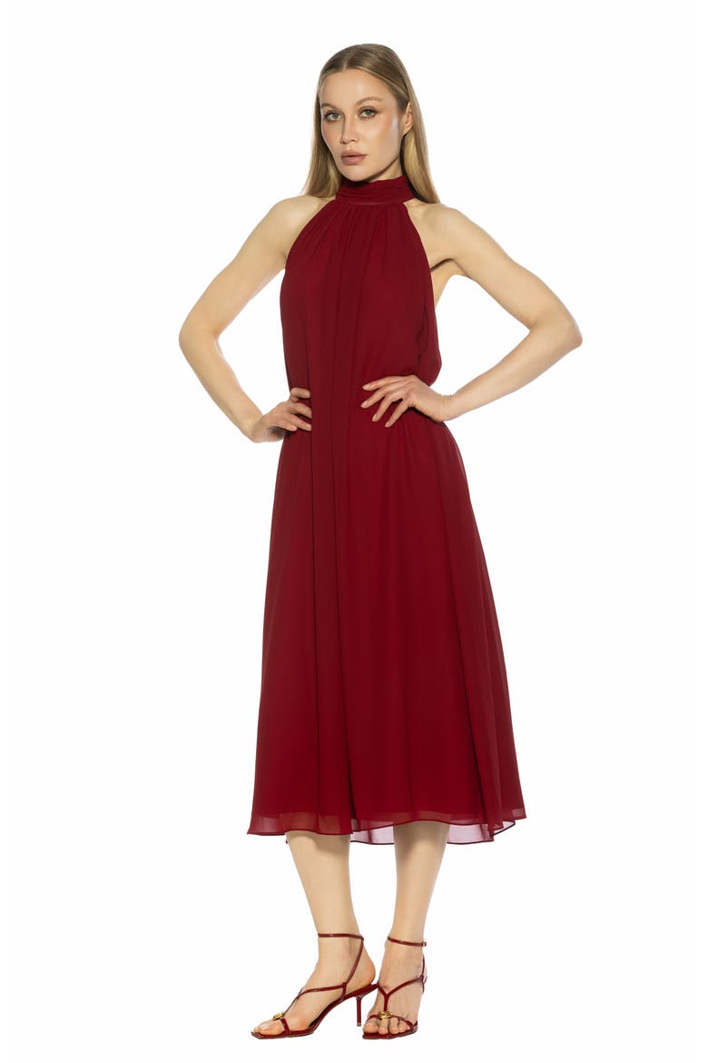 Suri Mock Neck Sleeveless Chiffon Midi Dress, Alternate, color, RED