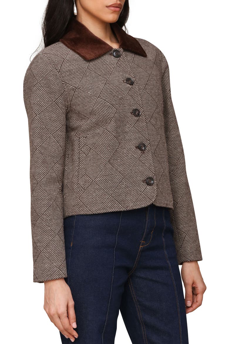 Corduroy Collar Crop Jacket, Alternate, color, BROWN BASKET