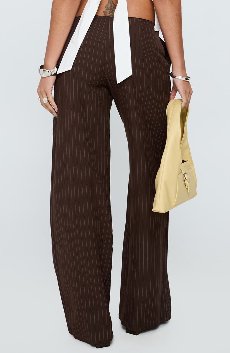 Princess Polly Khane Low Rise Wide Leg Pants, Alternate, color, Brown Pinstripe