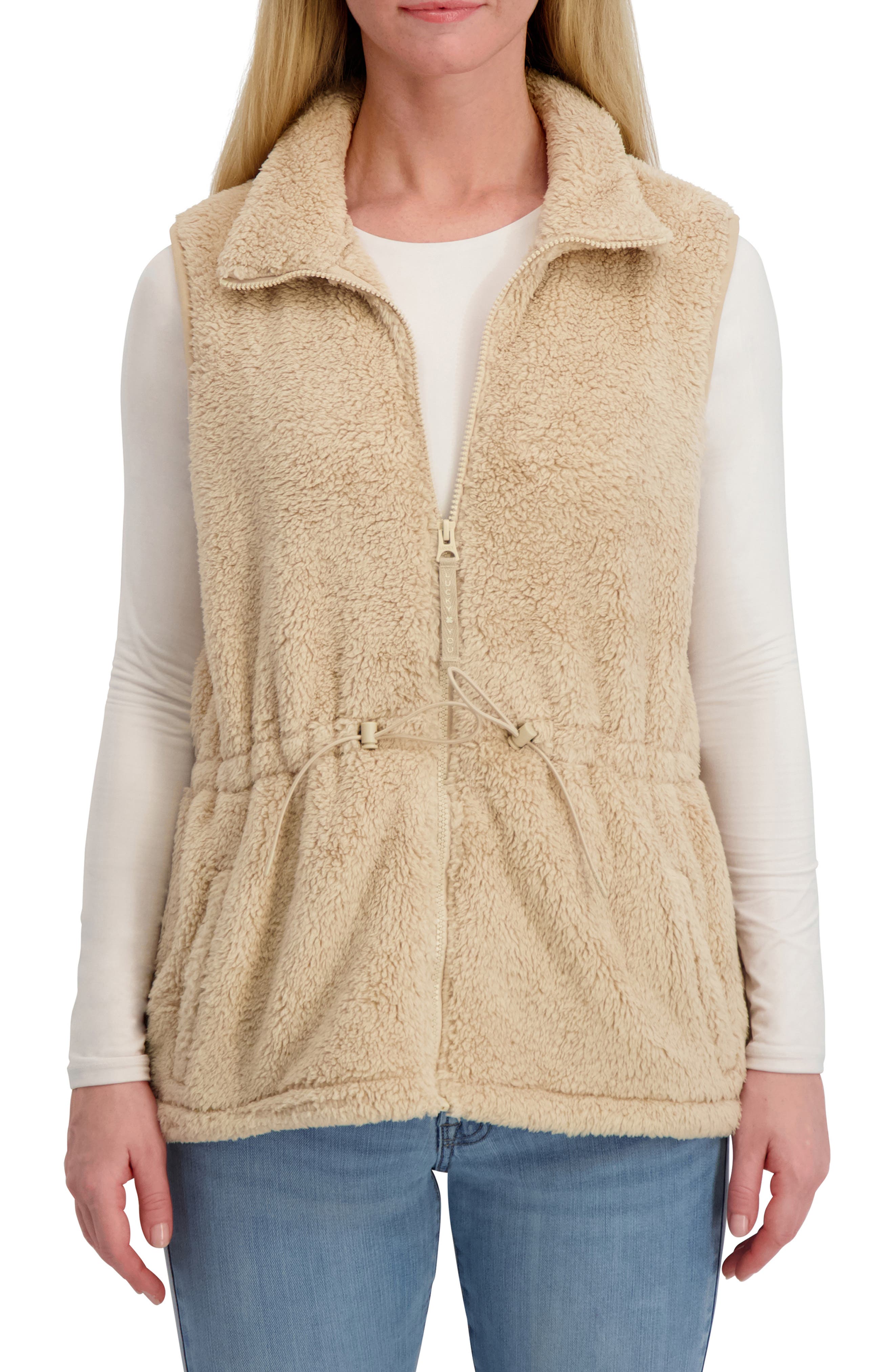 Lucky Brand Faux Shearling Zip Front Vest