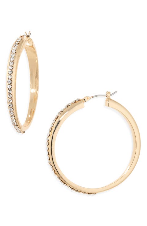 Pavè Stone Hoop Earrings
