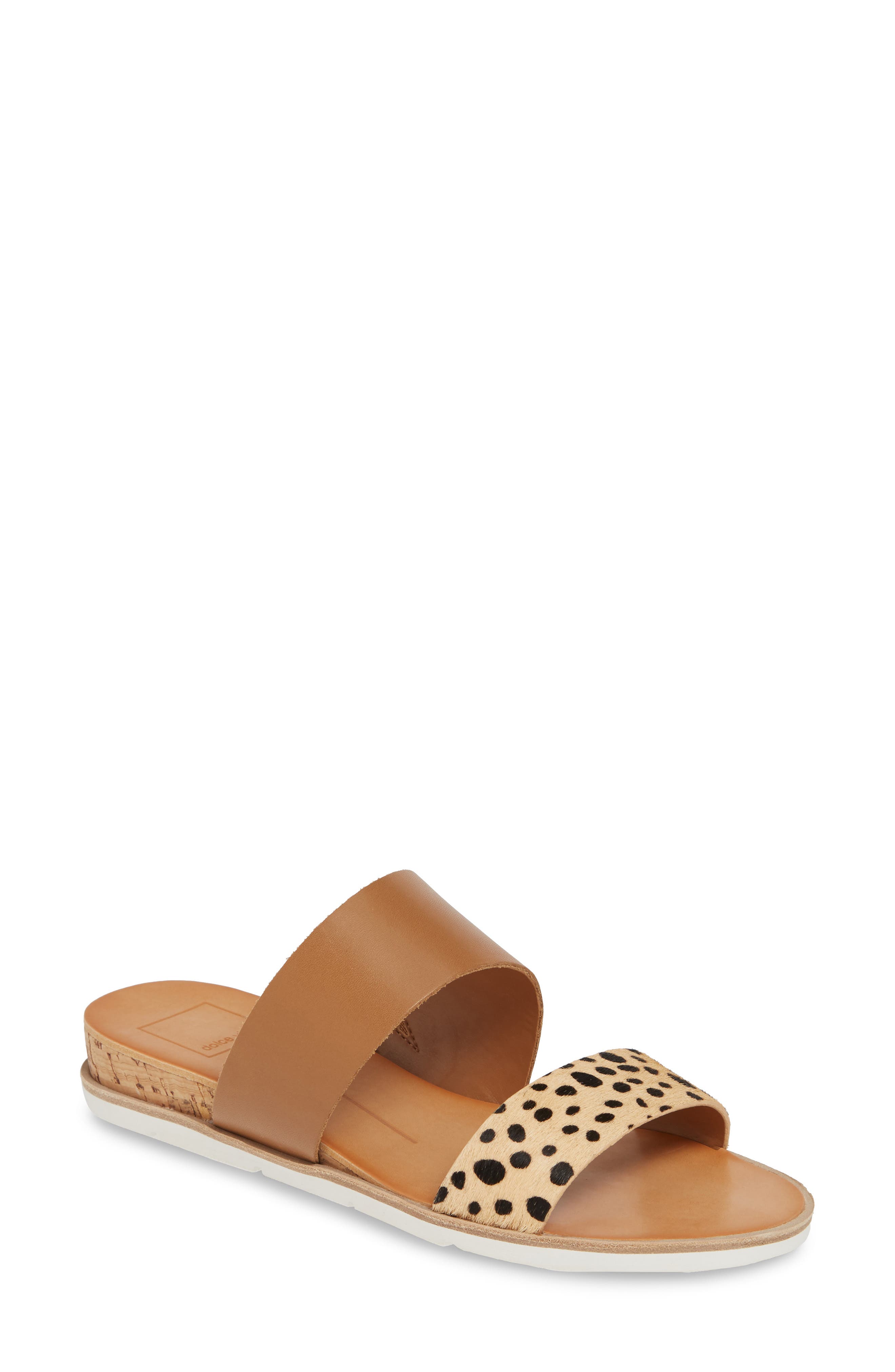 Vala Wedge Slide Sandal, Main, color, LEOPARD CALF HAIR