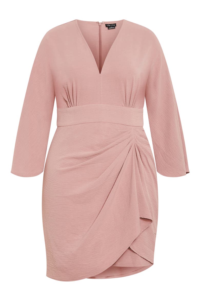 Malani Pleated Long Sleeve Sheath Dress, Alternate, color, ROSE