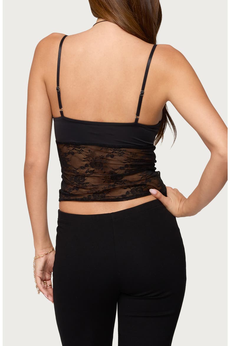 Damarie Sheer Lace Cutout Camisole, Alternate, color, BLACK