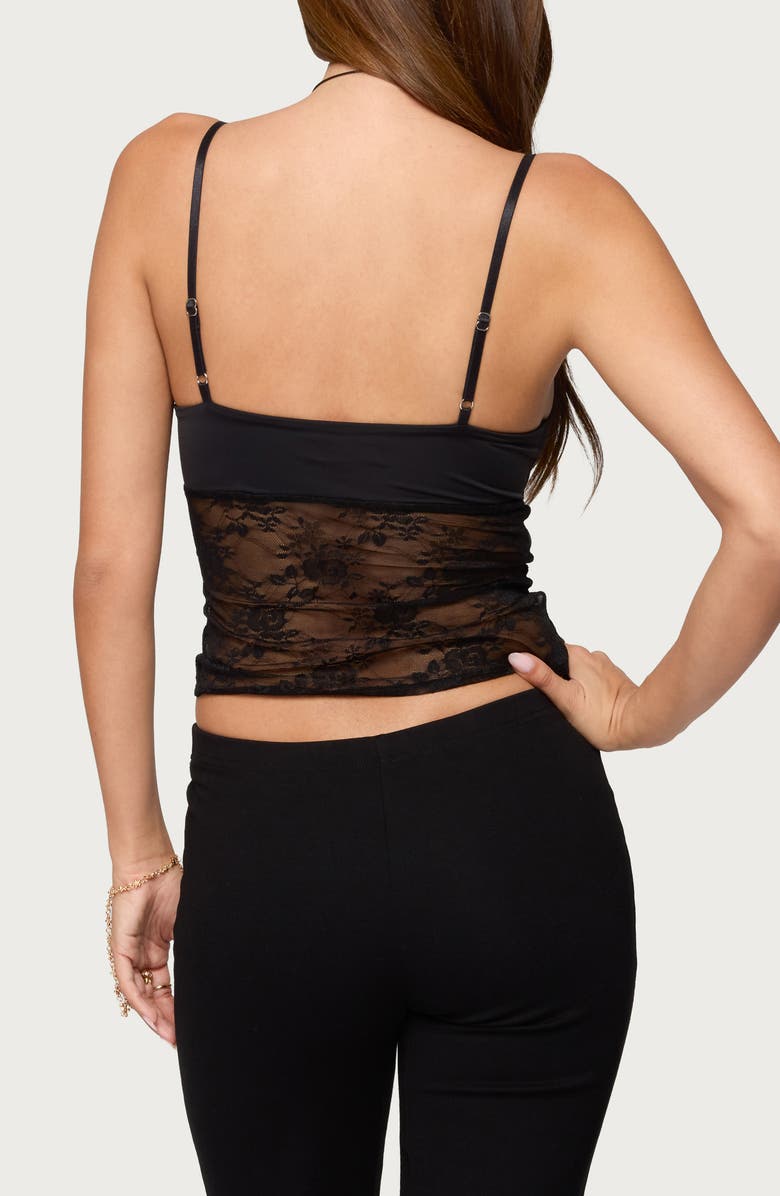 EDIKTED Damarie Sheer Lace Cutout Camisole, Alternate, color, 