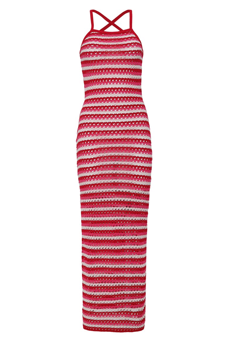 Wave Rosabella Open Stitch Cover-Up Dress, Alternate, color, RED