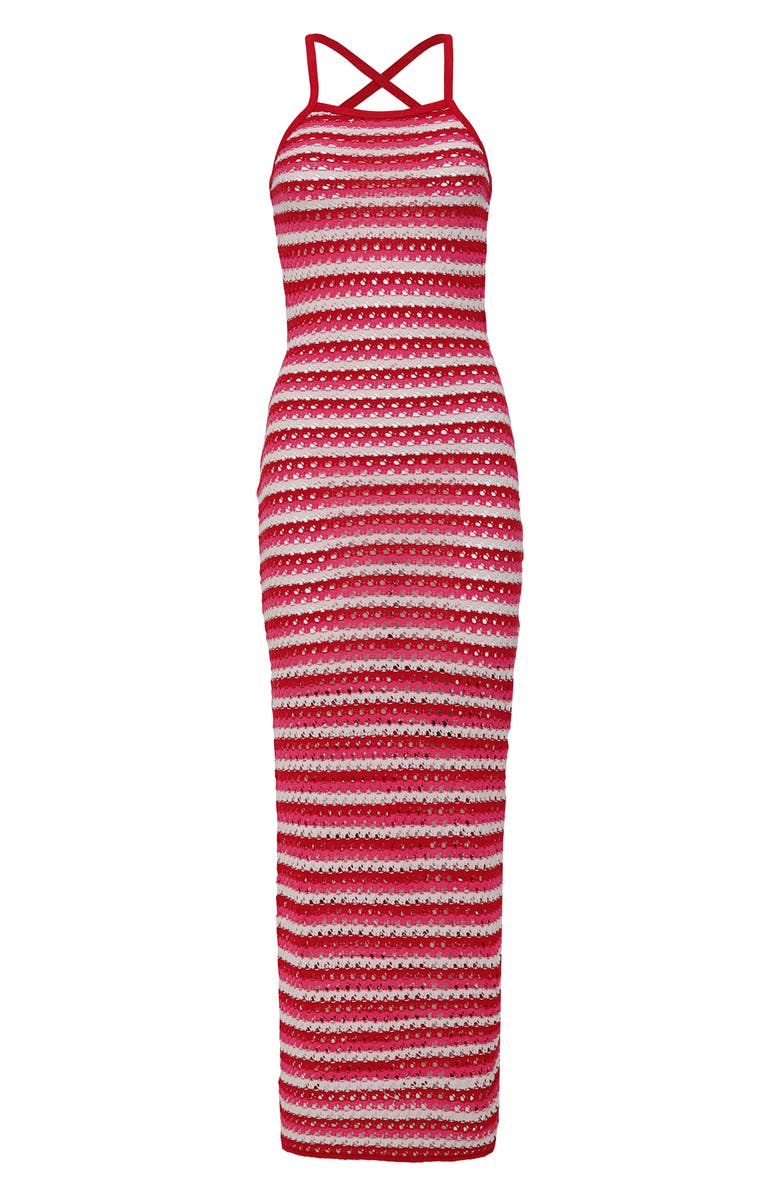 Maaji Wave Rosabella Open Stitch Cover-Up Dress, Alternate, color, Red