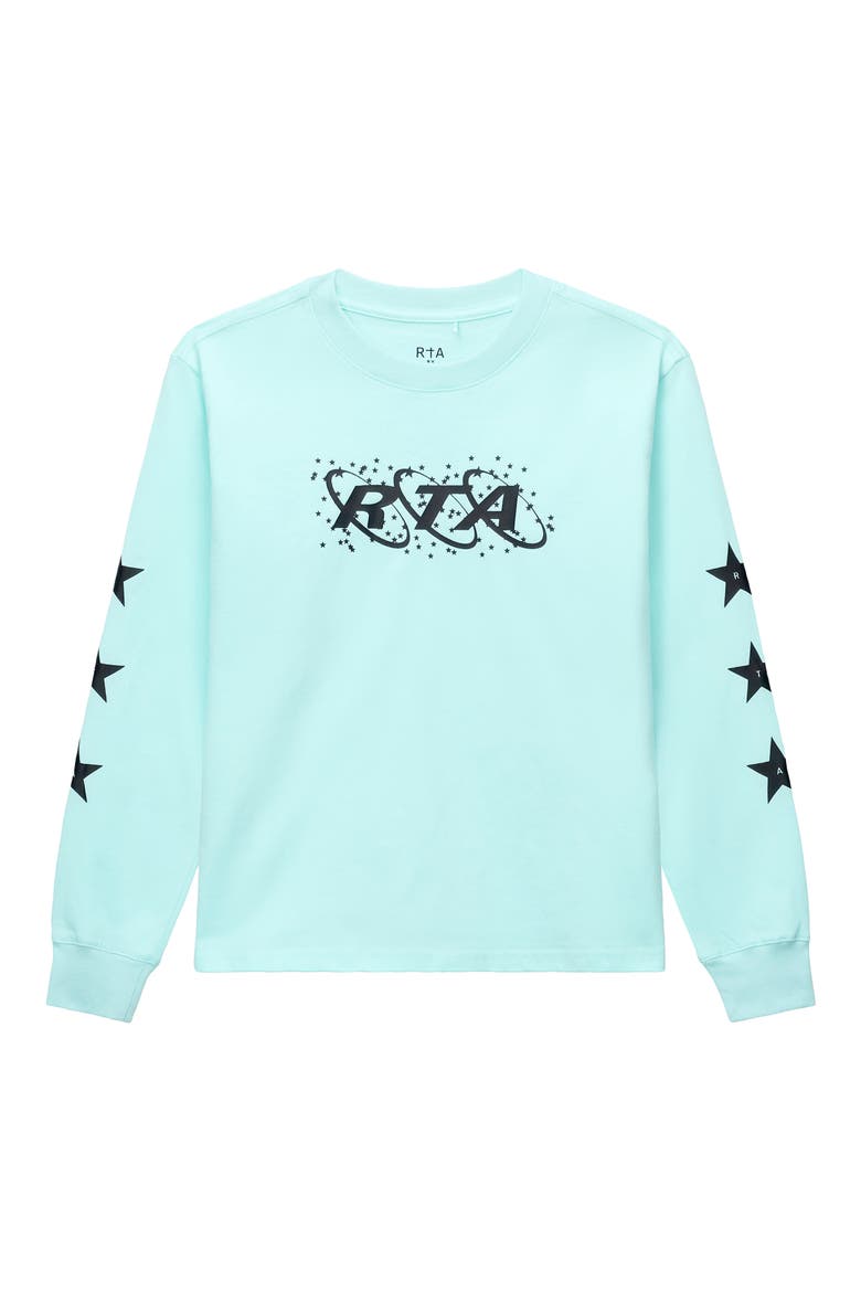 Kids' Hollis Long Sleeve Cotton Graphic T-Shirt, Main, color, TURQUOISE PLANETARY RTA