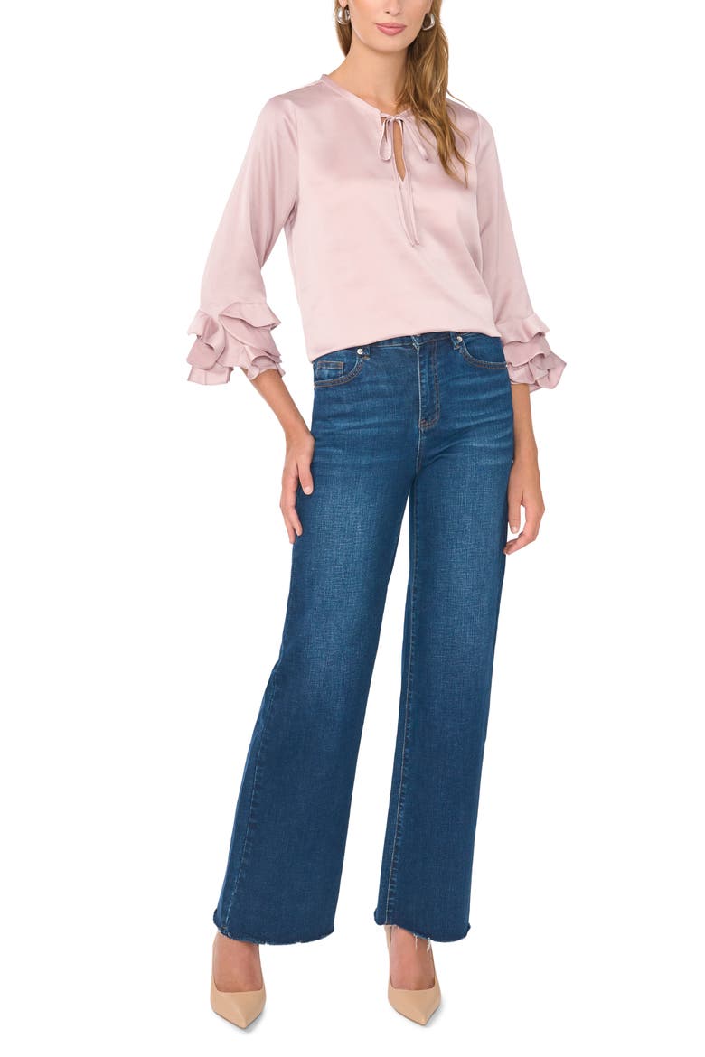 Ruffle Sleeve Satin Top, Alternate, color, EUPHORIA