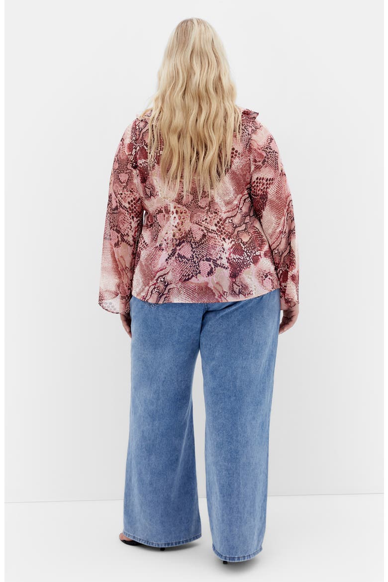 Vivid Mesh Ruffle Top, Alternate, color, VIPER