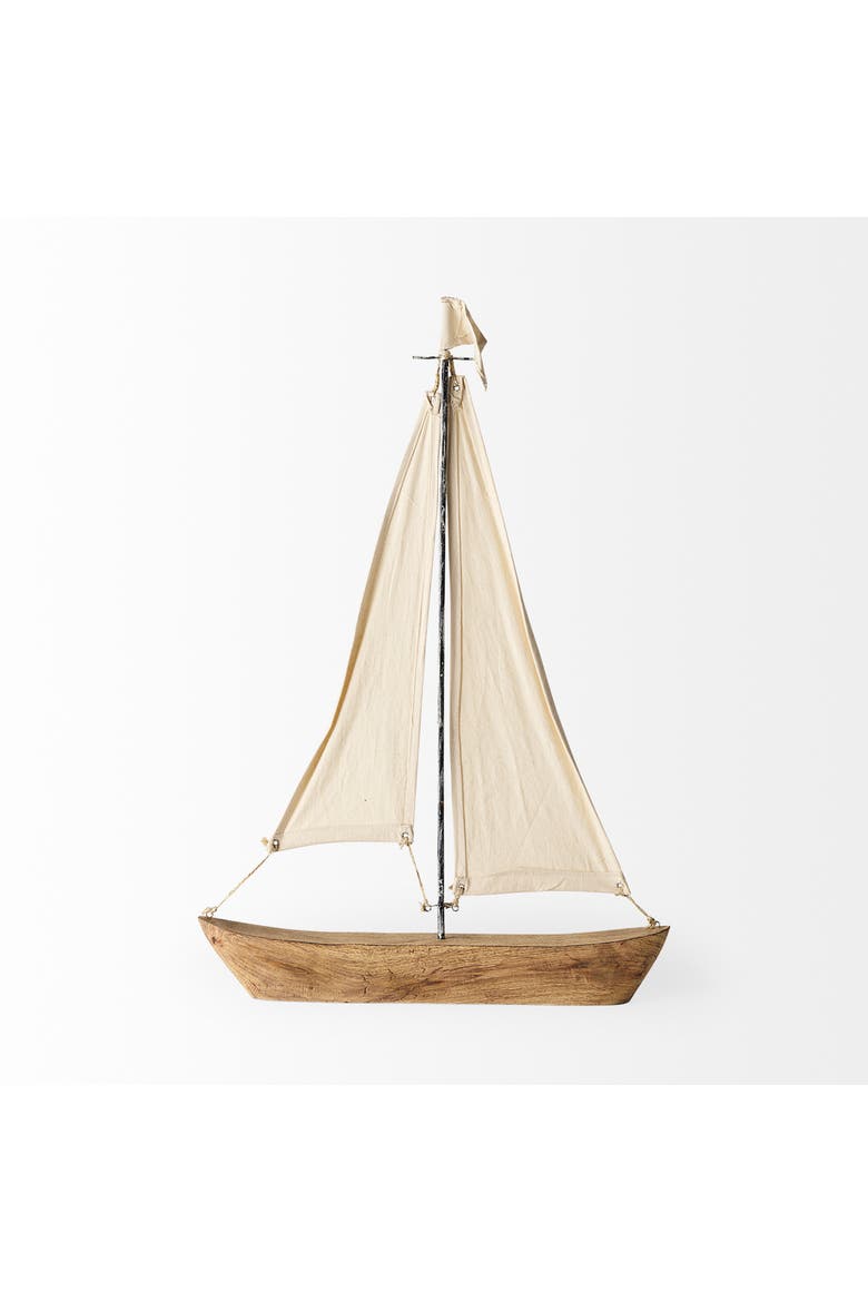 Tartane Nautical Inspired Sailboat, Alternate, color, Brown