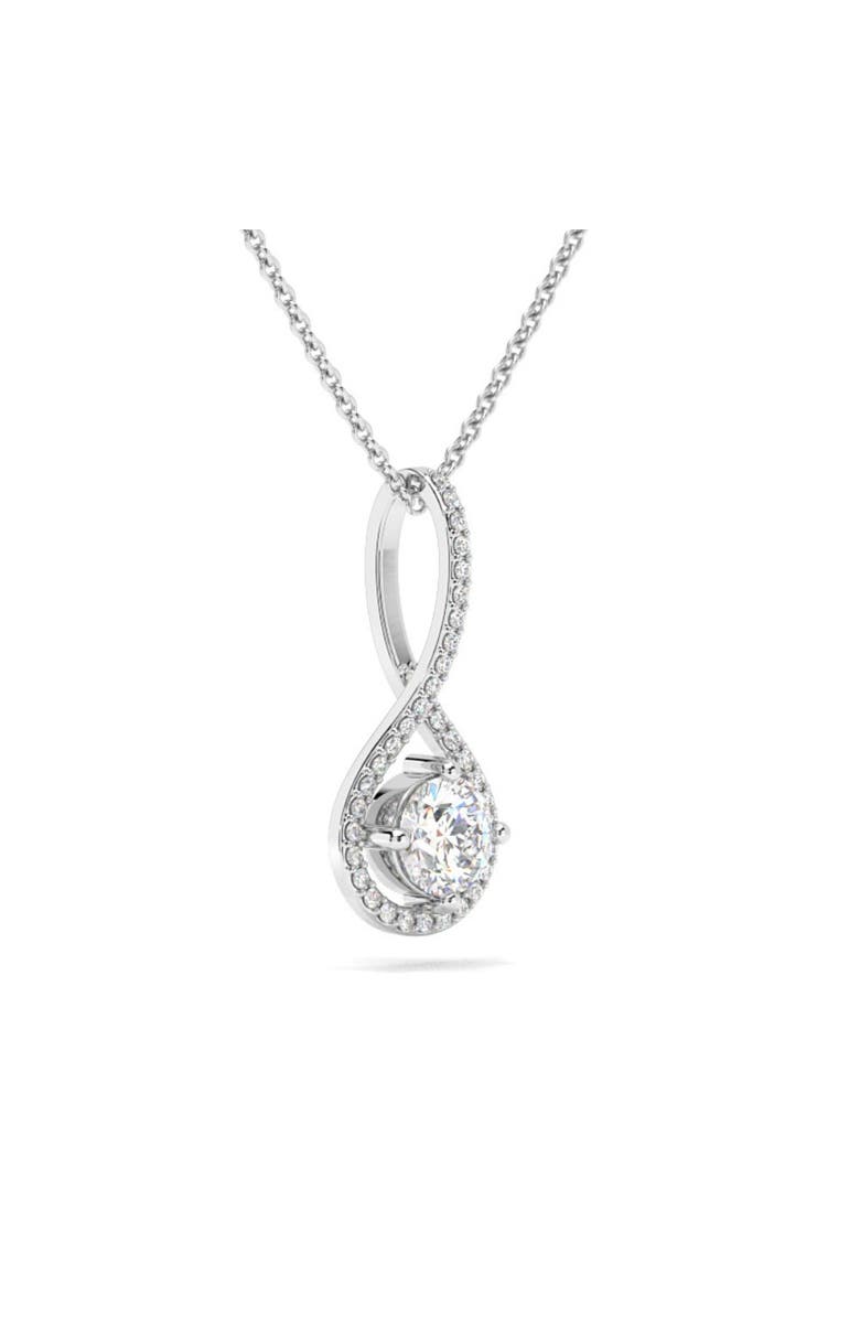 Bliss Diamond 1 1/10Ct TW Diamond Halo Drop Pendant 14k Gold Necklace Lab Grown 1" Tall, Alternate, color, 14K White Gold