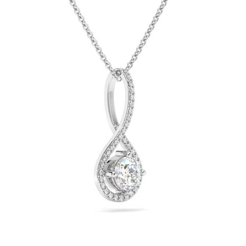 Bliss Diamond 1 1/10ct Tw Diamond Halo Drop Pendant 14k Gold Necklace Lab Grown 1" Tall In Silver