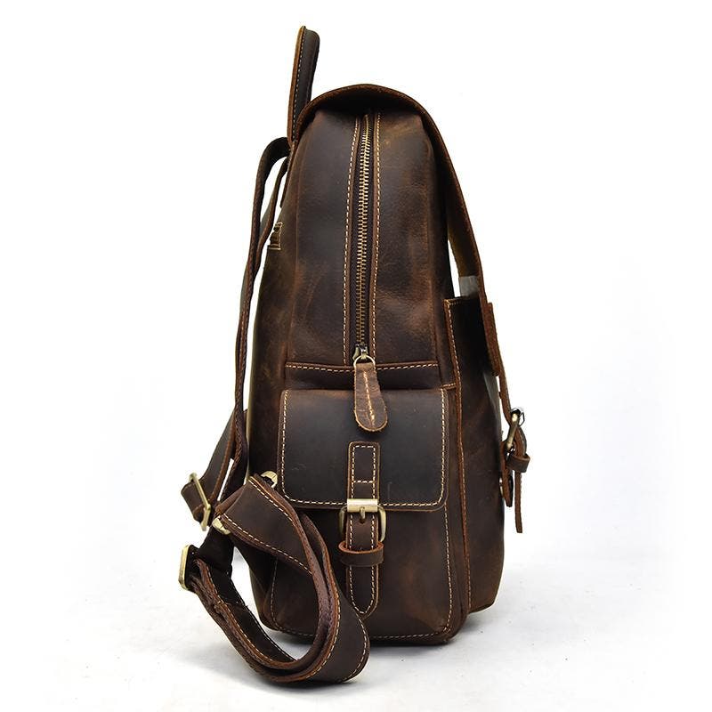 STEEL HORSE LEATHER The Freja Backpack | Handcrafted Leather Backpack, Alternate, color, Dark Brown