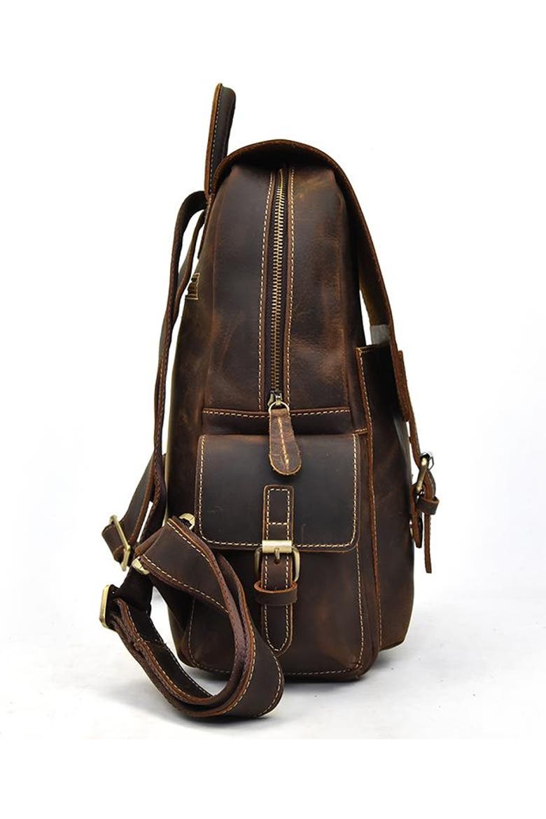 breton company leather backpack Brown Handcrafted pen holders The Freja Backpack | Handcrafted