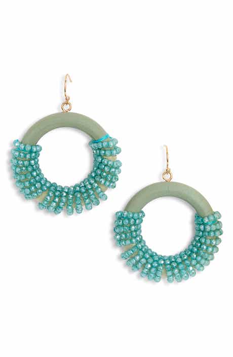 NATASHA Beaded Circle Drop Earrings