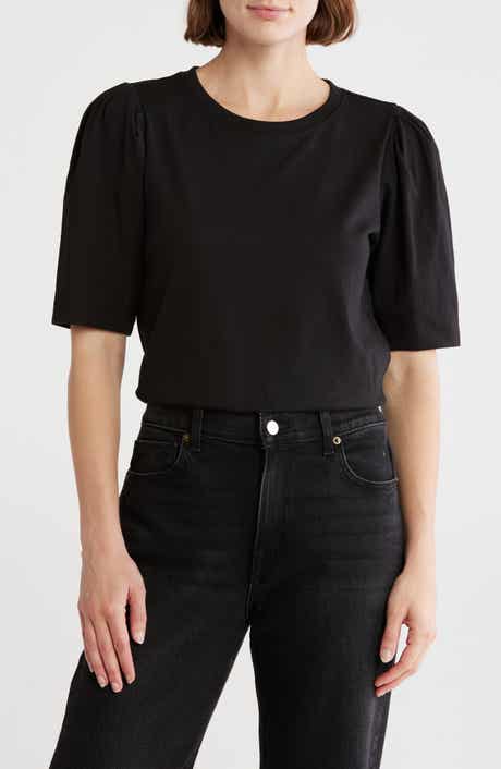 ELIE ELIE TAHARI Puff Elbow Sleeve Crop T-Shirt