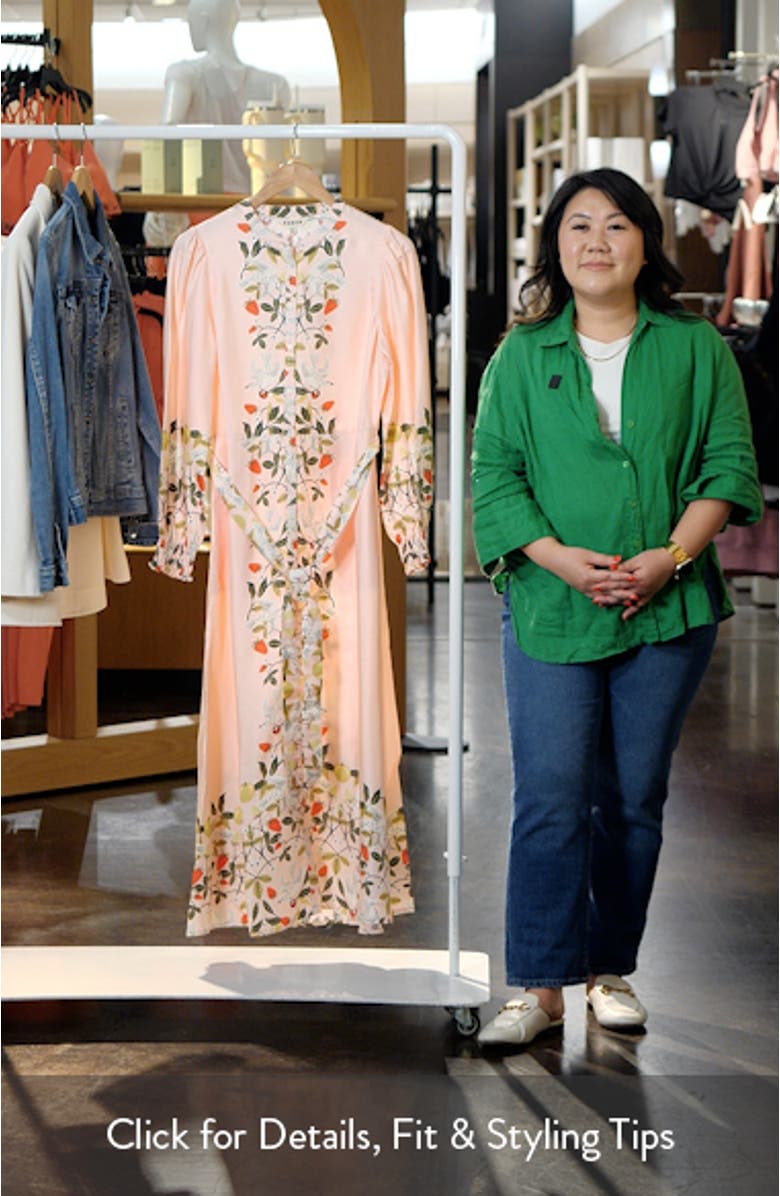 Ruby Botanical Print Long Sleeve Shirtdress, sales video thumbnail