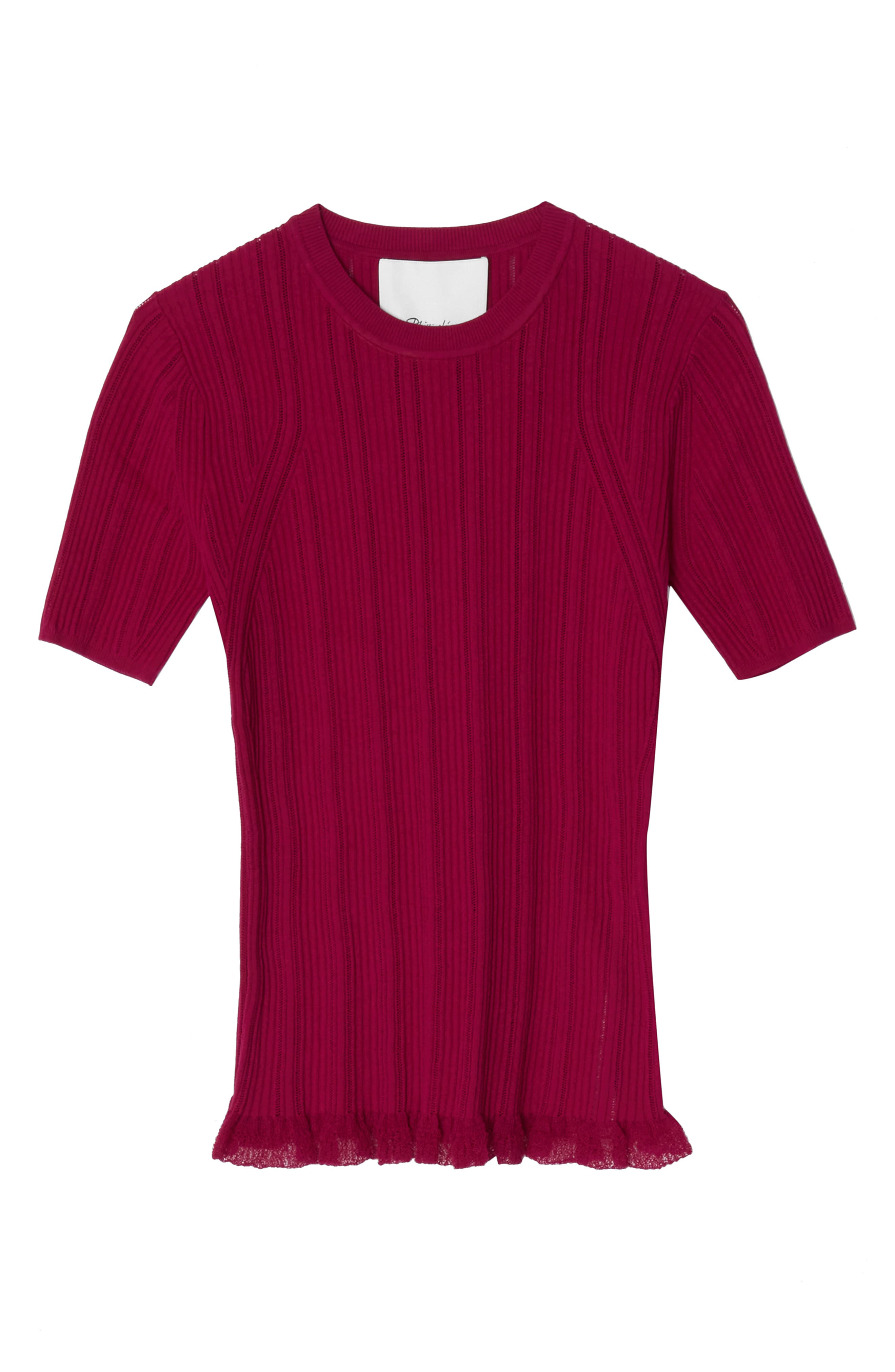 Variegated Rib Short Sleeve Crewneck Top
