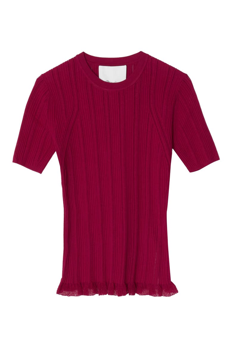 Variegated Rib Short Sleeve Crewneck Top, Main, color, MULBERRY