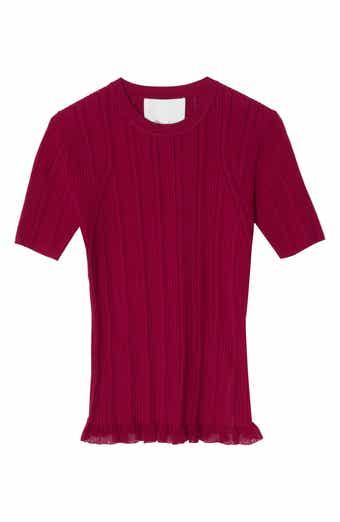 Variegated Rib Short Sleeve Crewneck Top