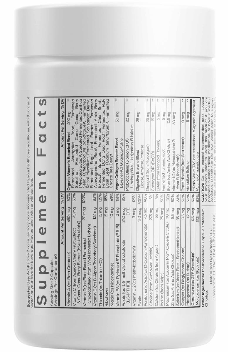 Codeage Women's Daily Multivitamins Minerals & Probiotics Supplement, Alternate, color, White